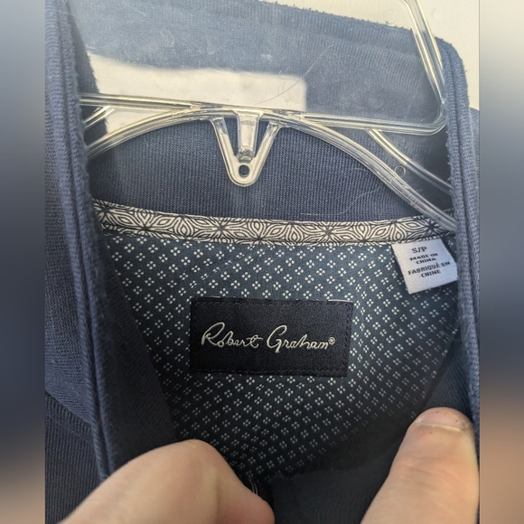 ROBERT GRAHAM men sweat shirt size small navy Blue full zip - Picture 6 of 11